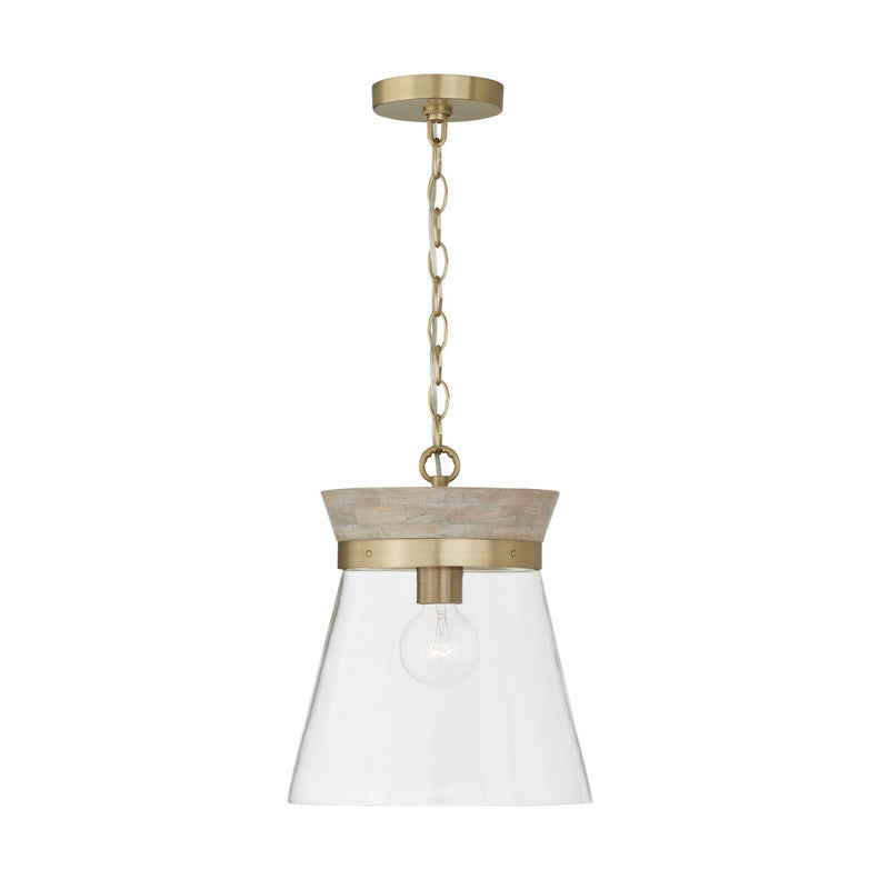 Finn Pendant in White Wash and Matte Brass