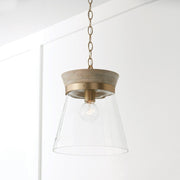 Finn Pendant in White Wash and Matte Brass