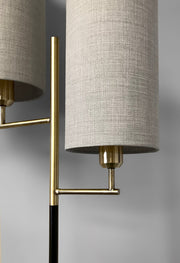 Davis 2-Light Floor Lamp in Matte Black & Antique Brass