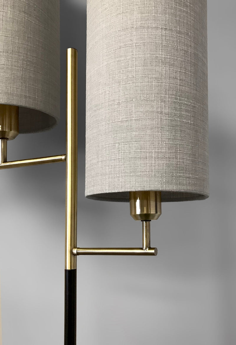 Davis 2-Light Floor Lamp in Matte Black & Antique Brass
