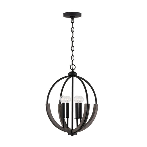 Clive 4-Light Chandelier in Carbon Grey and Black Iron