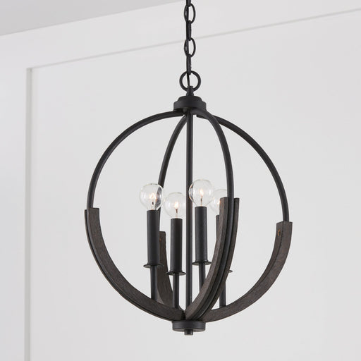 Clive 4-Light Chandelier in Carbon Grey and Black Iron