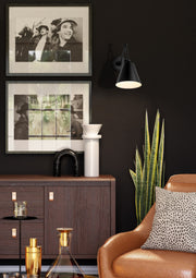 Regent 1 Light Wall Sconce in Matte Black in a room setting
