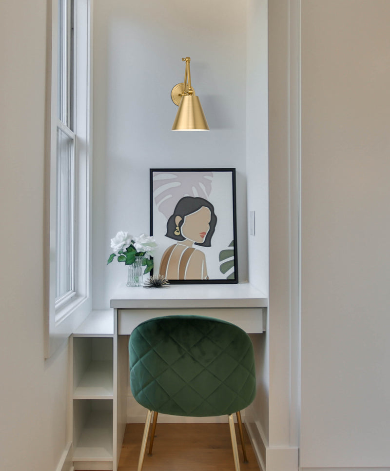 Regent 1 Light Wall Sconce in Modern Gold in a room setting
