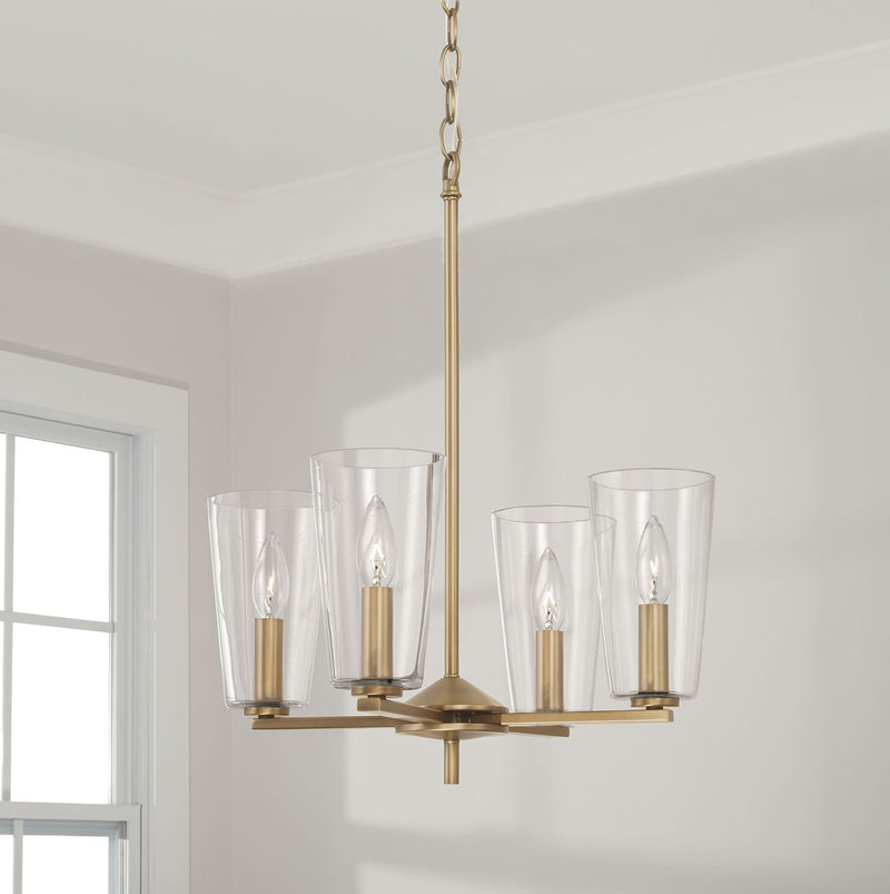 Portman 4-Light Chandelier in Aged Brass