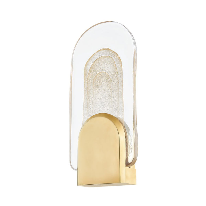 Morganite Wall Sconce in Vintage Brass