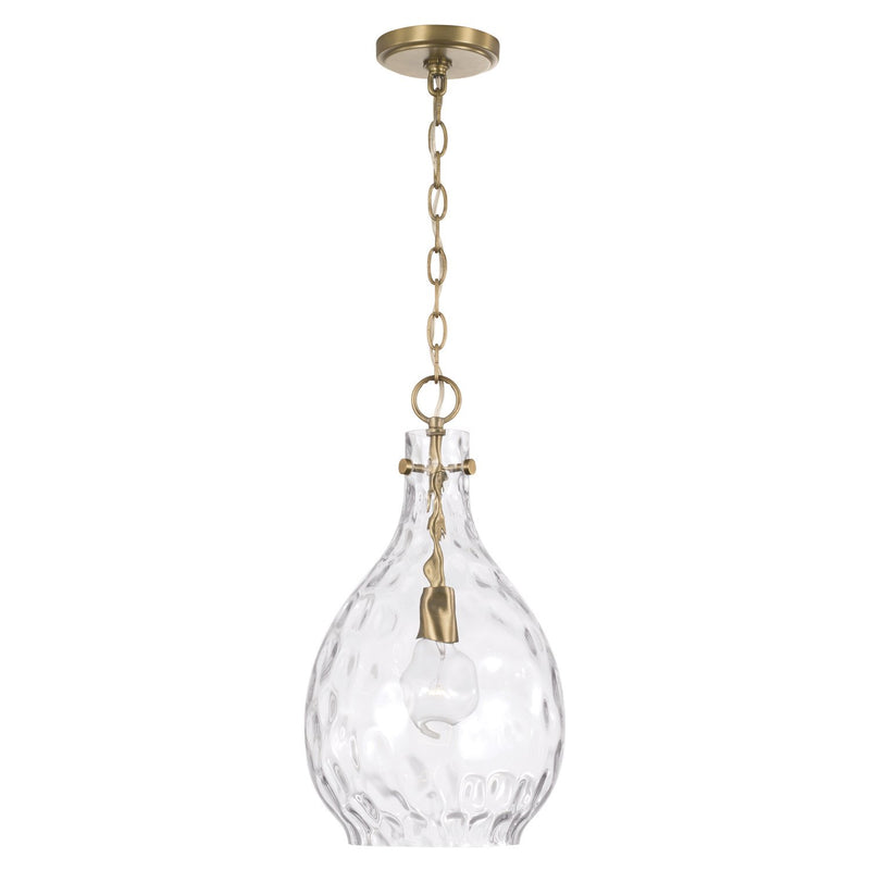 Brentwood Water Glass Pendant in Aged Brass
