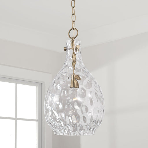 Brentwood Water Glass Pendant in Aged Brass