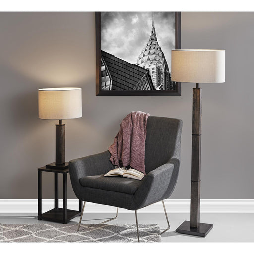 Kona Floor Lamp in Mdf W. Black Washed Wood Pvc Veneer & Black