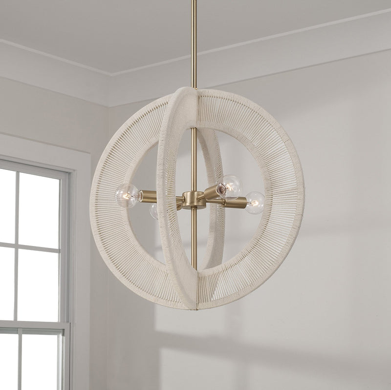 Delaney 4-Light 18" Pendant in Matte Brass