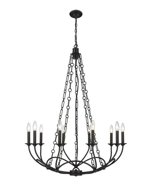 Arabella 10 Light 33" Chandelier in Matte Black