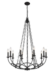Arabella 10 Light 33" Chandelier in Matte Black