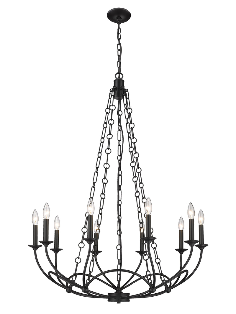Arabella 10 Light 33" Chandelier in Matte Black