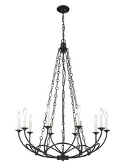 Arabella 10 Light 33" Chandelier in Matte Black