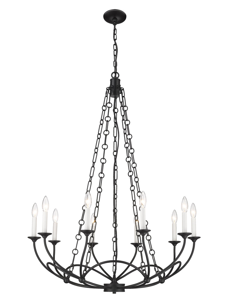 Arabella 10 Light 33" Chandelier in Matte Black
