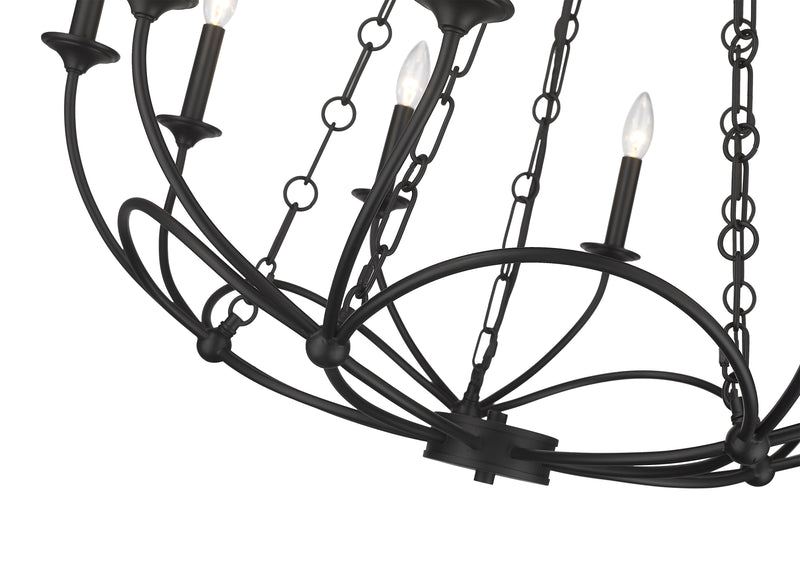 Arabella 10 Light 33" Chandelier in Matte Black