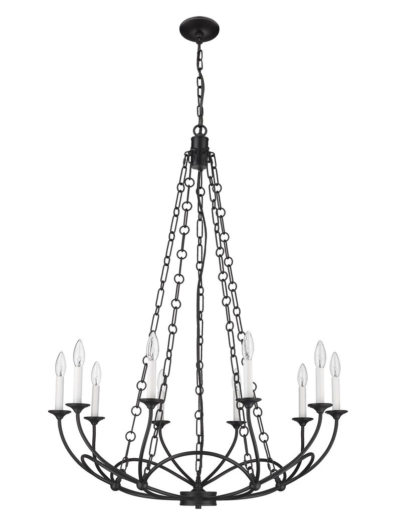 Arabella 10 Light 33" Chandelier in Matte Black