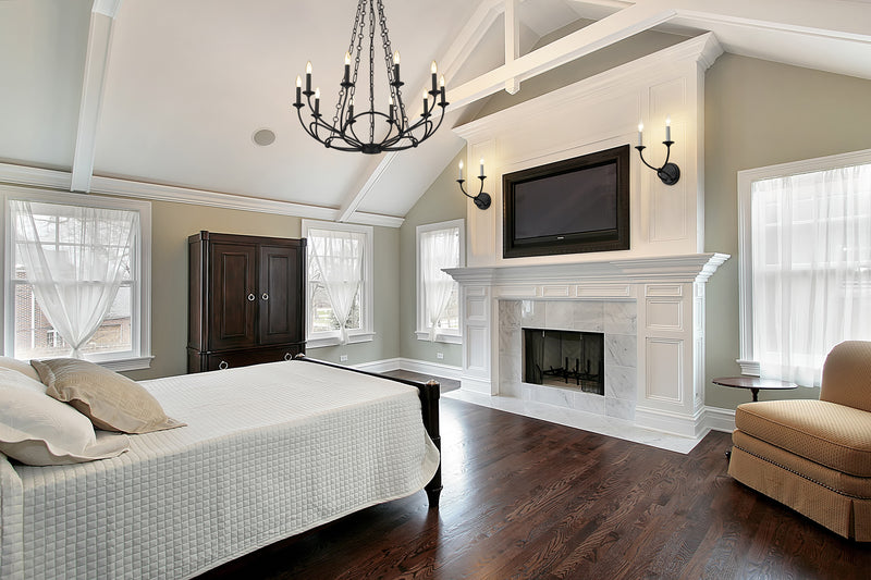 Arabella 10 Light 33" Chandelier in Matte Black in a room setting