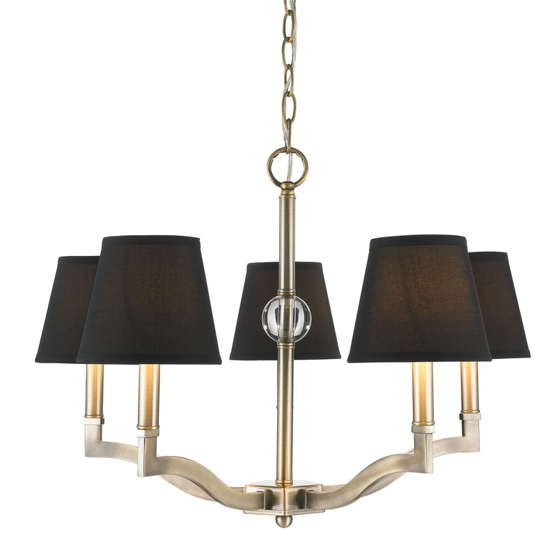 Waverly 5-Light Chandelier in Aged Brass
