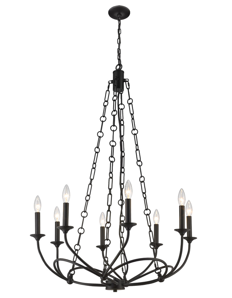 Arabella 8 Light 28" Chandelier in Matte Black