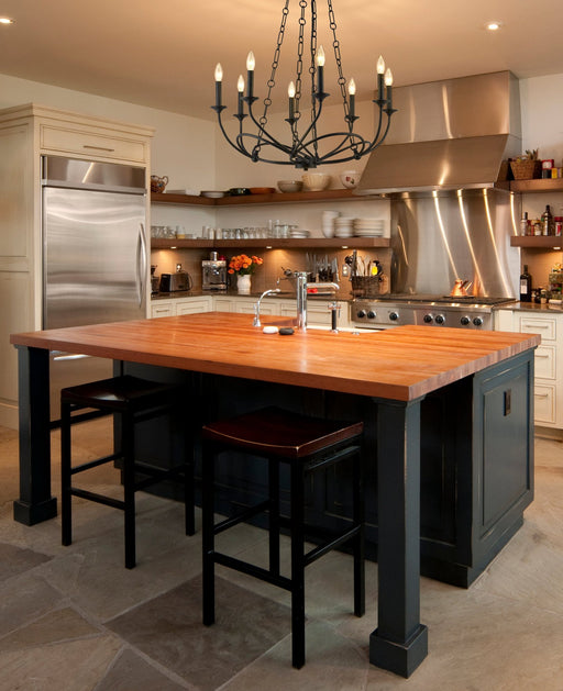 Arabella 8 Light 28" Chandelier in Matte Black in a room setting