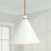 Bradley Pendant in Aged Brass and White