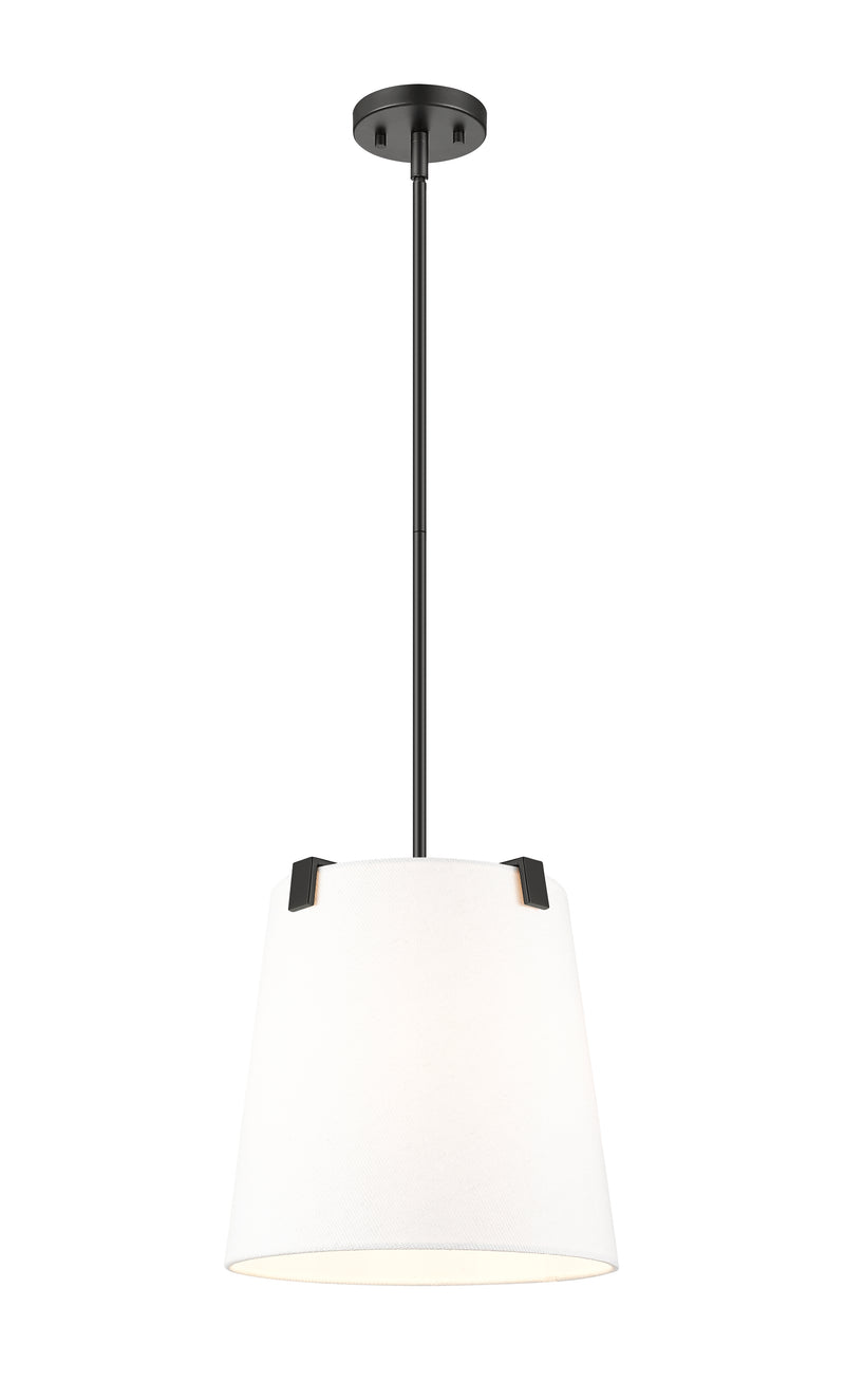 Weston 3 Light 13" Pendant, White Linen Shade in Matte Black