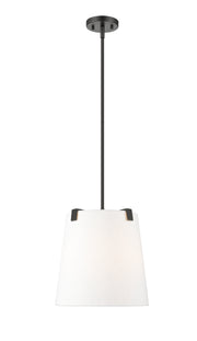 Weston 3 Light 13" Pendant, White Linen Shade in Matte Black