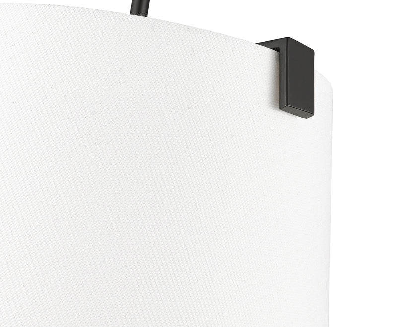 Weston 3 Light 13" Pendant, White Linen Shade in Matte Black