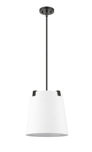 Weston 3 Light 13" Pendant, White Linen Shade in Matte Black