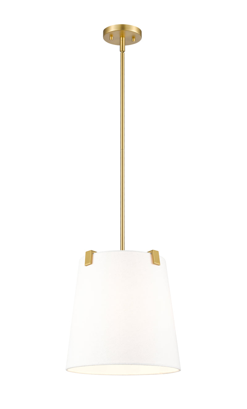 Weston 3 Light 13" Pendant, White Linen Shade in Modern Gold