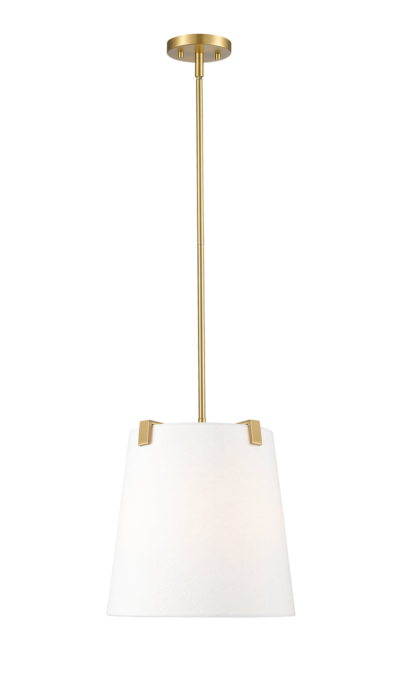 Weston 3 Light 13" Pendant, White Linen Shade in Modern Gold