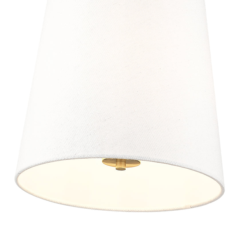 Weston 3 Light 13" Pendant, White Linen Shade in Modern Gold