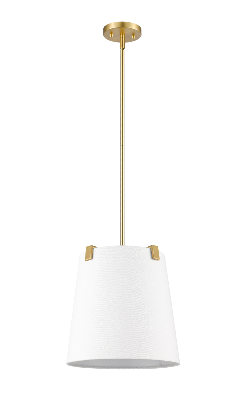 Weston 3 Light 13" Pendant, White Linen Shade in Modern Gold