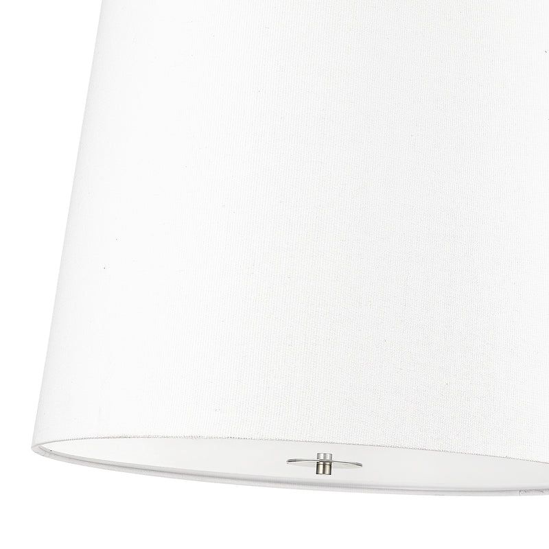Weston 6 Light 24" Pendant, White Linen Shade in Brushed Nickel