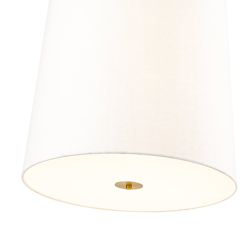 Weston 6 Light 24" Pendant, White Linen Shade in Modern Gold