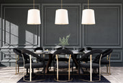 Weston 6 Light 24" Pendant, White Linen Shade in Modern Gold in a room setting