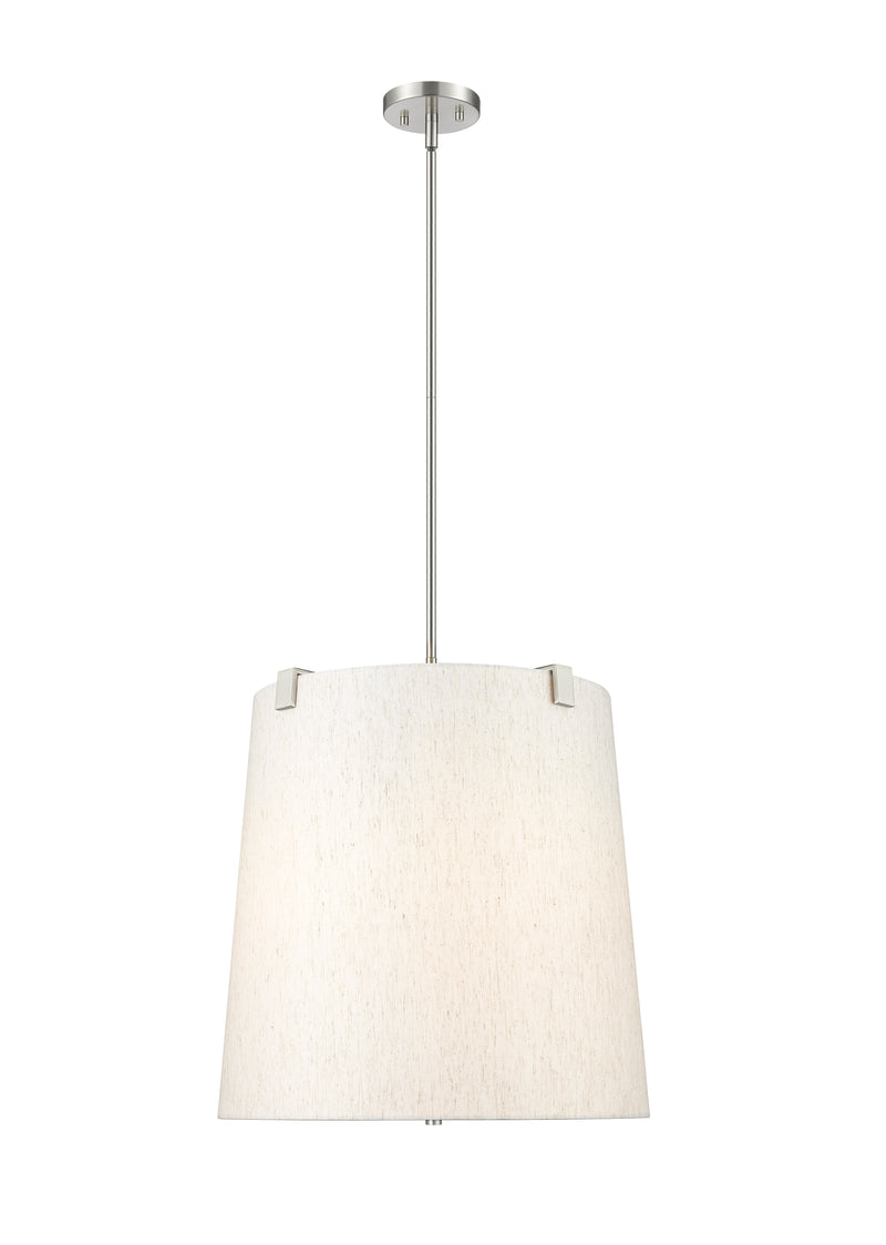 Weston 5 Light 18" Pendant, Cream Shade in Brushed Nickel