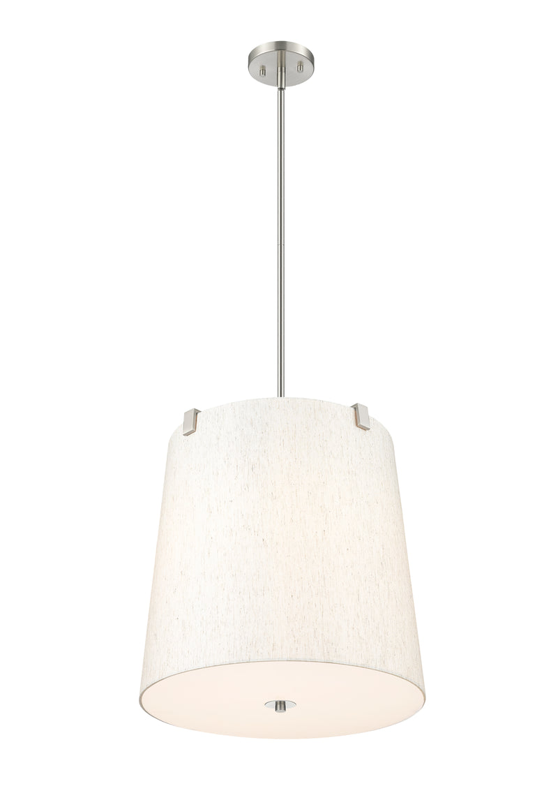 Weston 5 Light 18" Pendant, Cream Shade in Brushed Nickel