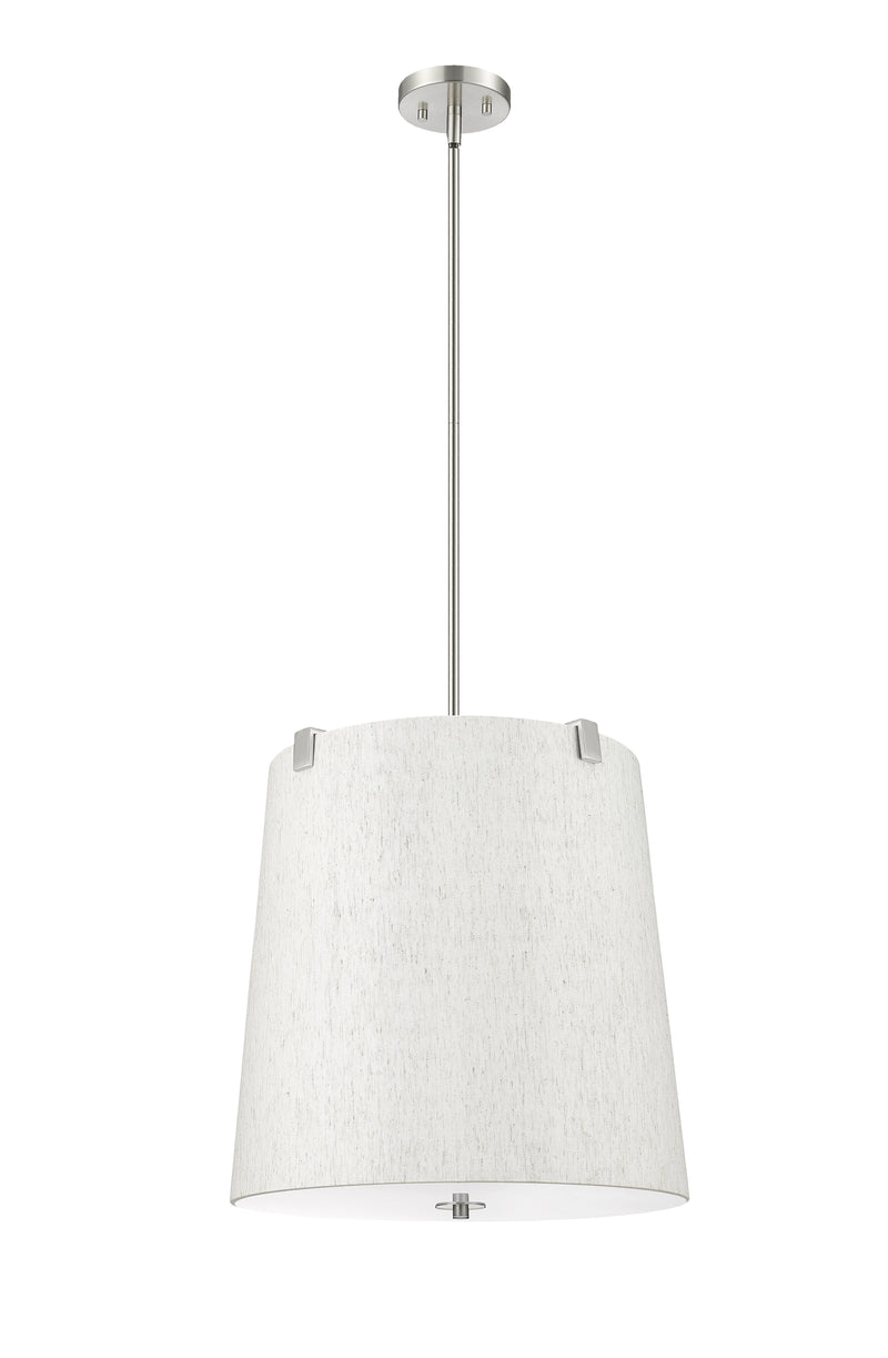 Weston 5 Light 18" Pendant, Cream Shade in Brushed Nickel