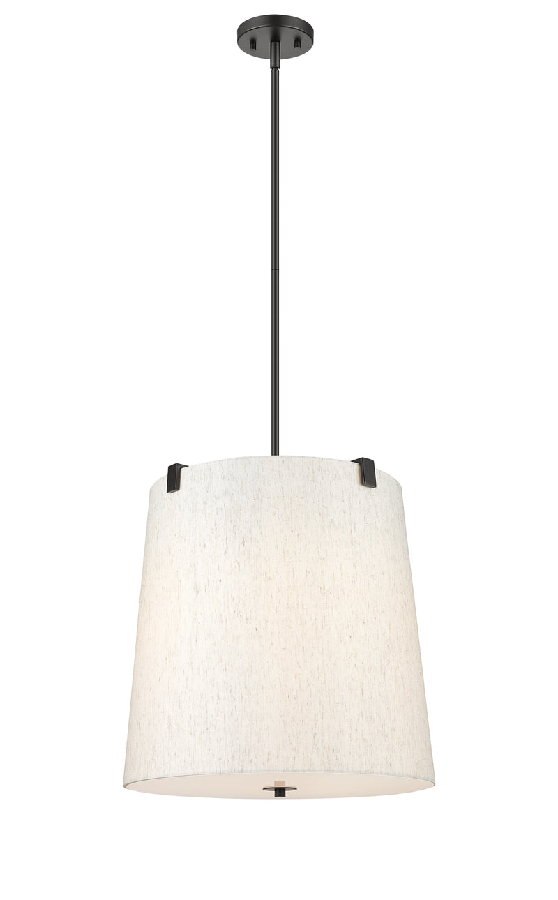 Weston 5 Light 18" Pendant, Cream Shade in Matte Black