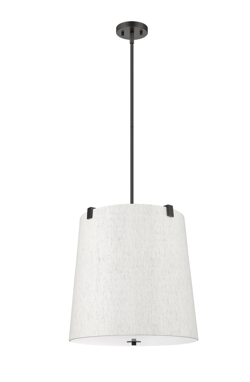 Weston 5 Light 18" Pendant, Cream Shade in Matte Black