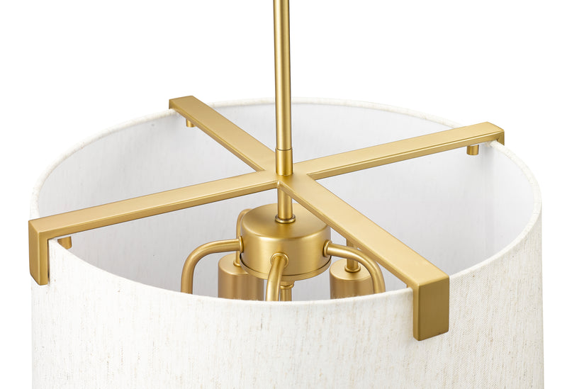 Weston 5 Light 18" Pendant, Cream Shade in Modern Gold