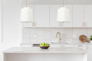 Weston 5 Light 18" Pendant, Cream Shade in Modern Gold in a room setting