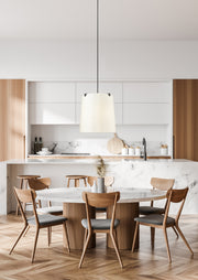 Weston 6 Light 24" Pendant, Cream Shade in Matte Black in a room setting