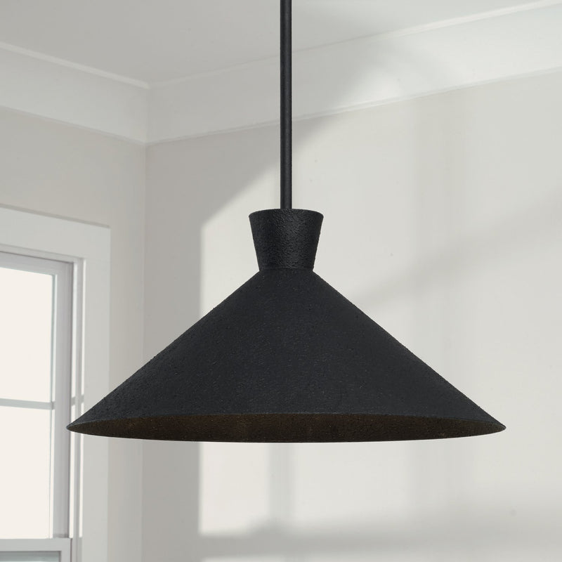 Paloma Metal Shade Pendant in Textured Black