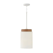Liam Small Pendant in Light Wood and White