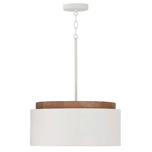 Liam Large Pendant in Light Wood and White