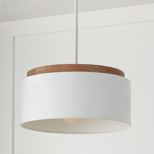 Liam Large Pendant in Light Wood and White