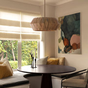 Nadeau 6-Light Pendant in Light Wood and Patinaed Brass
